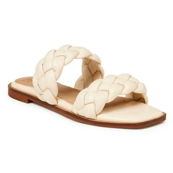 Time and Tru Shoes - TIME AND TRU Memory Foam Cream Breaded Flat Sandals-9